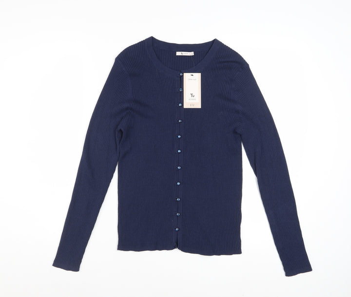 Tu Women’s Blue Cotton Button-Up Cardigan Size 14