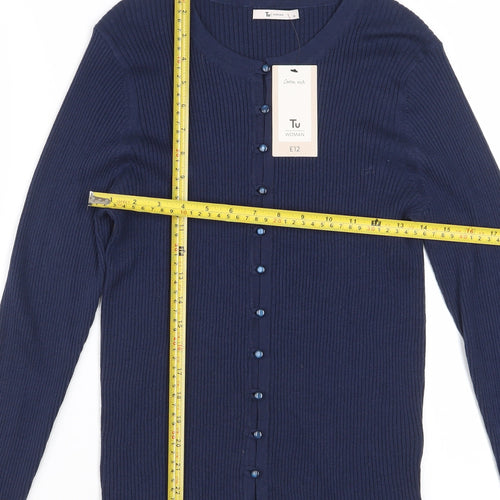 Tu Women’s Blue Cotton Button-Up Cardigan Size 14