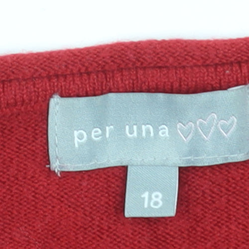 Marks and Spencer Per Una Red Womens Size 18 Cardigan Jumper