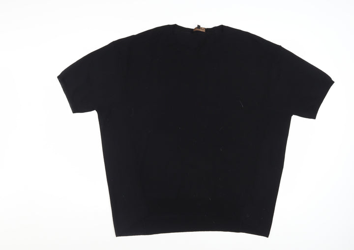 Jaeger Women Black Wool Short Sleeve Pullover Jumper L