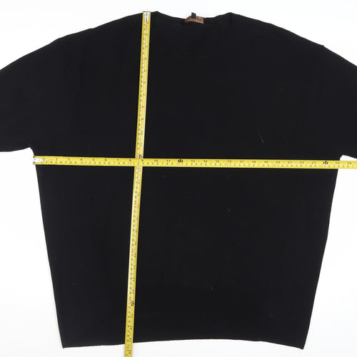 Jaeger Women Black Wool Short Sleeve Pullover Jumper L