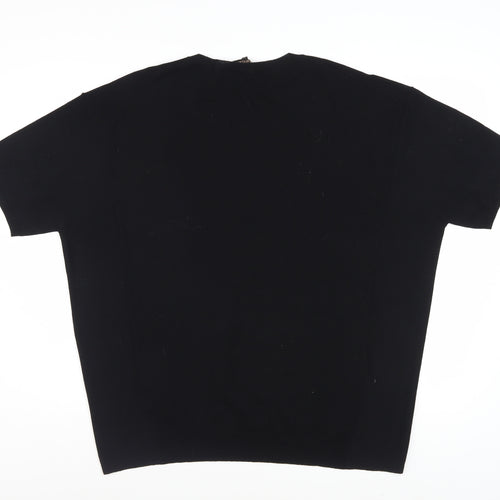 Jaeger Women Black Wool Short Sleeve Pullover Jumper L