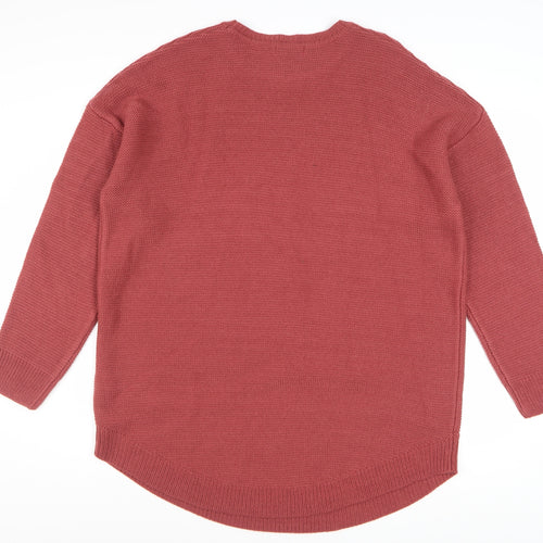 JD Williams Women Red Acrylic Knit Long Sleeve Pullover Jumper Size 16/18