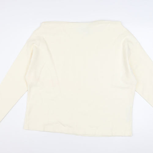ASOS DESIGN Women Ivory Boat Neck Long Sleeve Pullover Jumper Size S