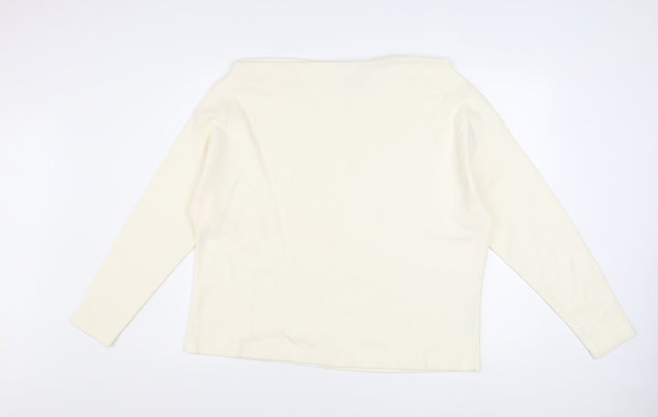 ASOS DESIGN Women Ivory Boat Neck Long Sleeve Pullover Jumper Size S