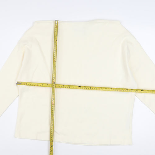 ASOS DESIGN Women Ivory Boat Neck Long Sleeve Pullover Jumper Size S
