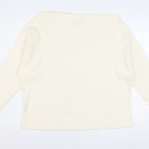 ASOS DESIGN Women Ivory Boat Neck Long Sleeve Pullover Jumper Size S