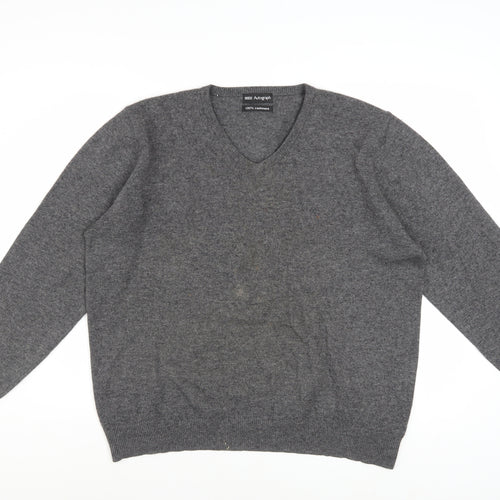 Marks and Spencer Mens Grey Cashmere V-Neck Jumper Size L