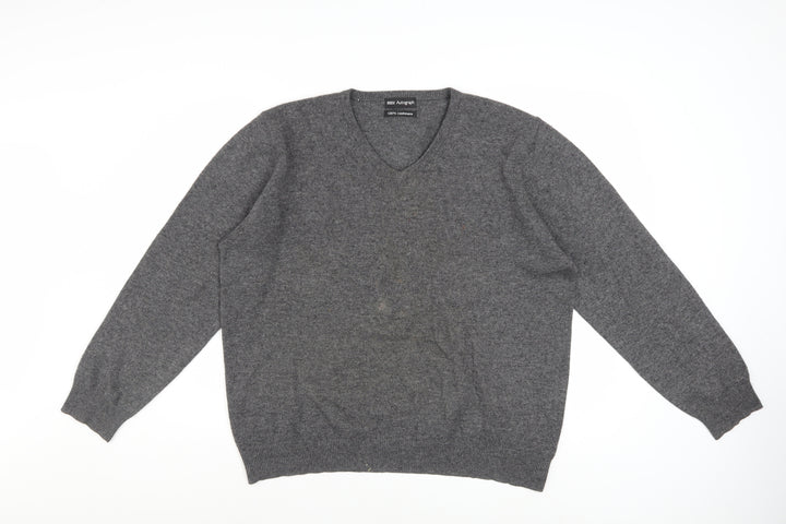 Marks and Spencer Mens Grey Cashmere V-Neck Jumper Size L