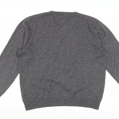 Marks and Spencer Mens Grey Cashmere V-Neck Jumper Size L