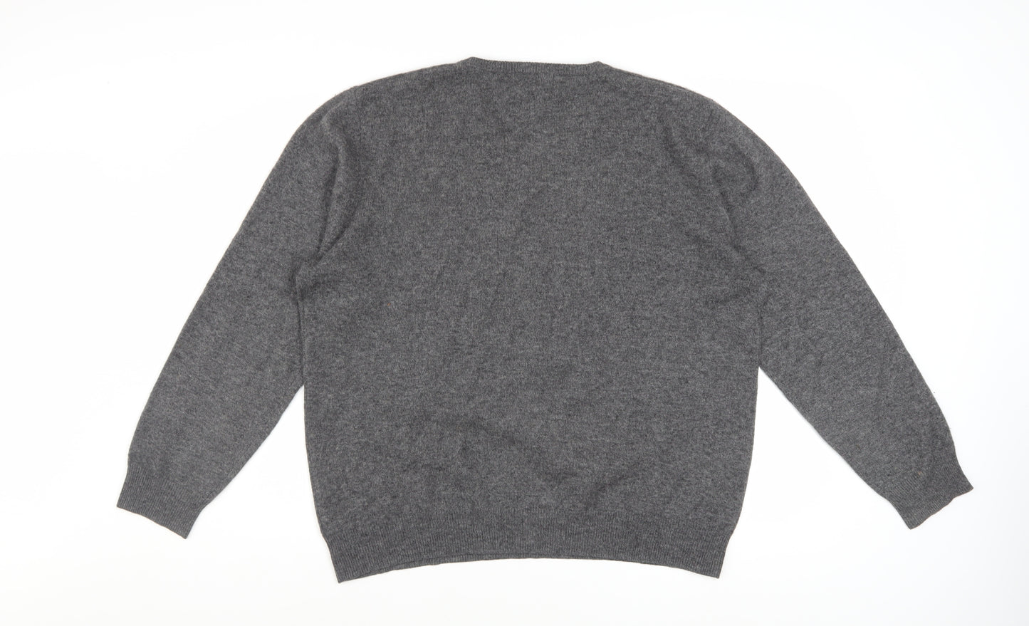 Marks and Spencer Mens Grey Cashmere V-Neck Jumper Size L