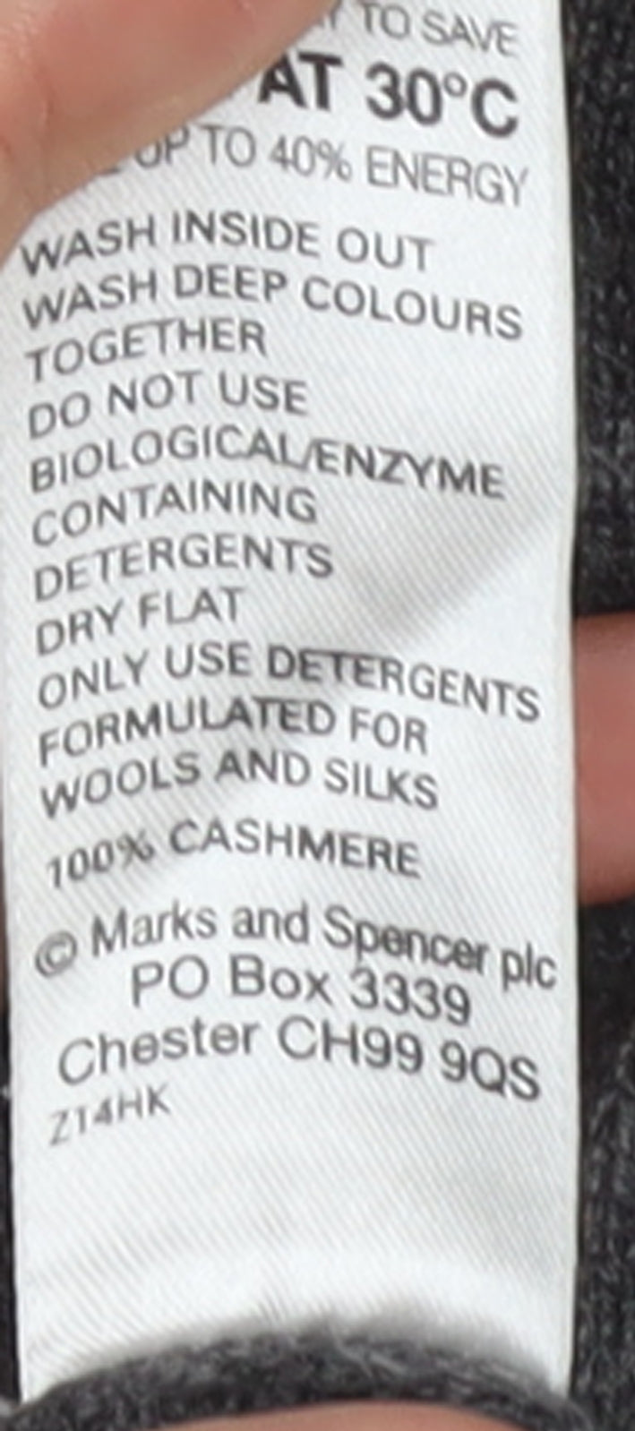 Marks and Spencer Mens Grey Cashmere V-Neck Jumper Size L