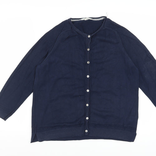 White Stuff Womens Blue Cotton Button Cardigan UK 14