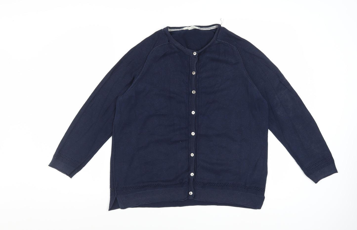 White Stuff Womens Blue Cotton Button Cardigan UK 14