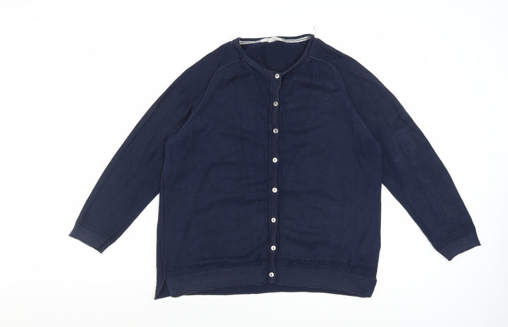 White Stuff Womens Blue Cotton Button Cardigan UK 14