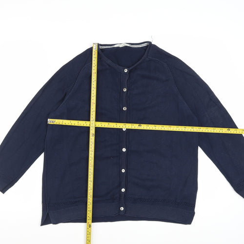 White Stuff Womens Blue Cotton Button Cardigan UK 14