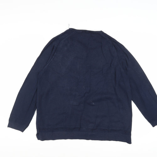 White Stuff Womens Blue Cotton Button Cardigan UK 14