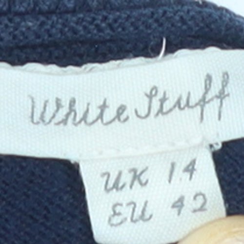 White Stuff Womens Blue Cotton Button Cardigan UK 14