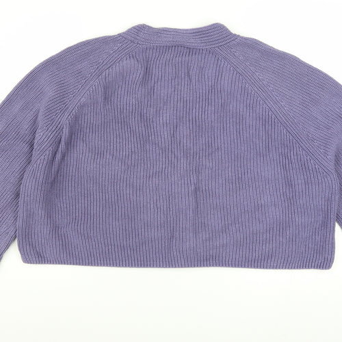 Lucy & Yak Women's Purple Cotton Knit V-Neck Cardigan XL