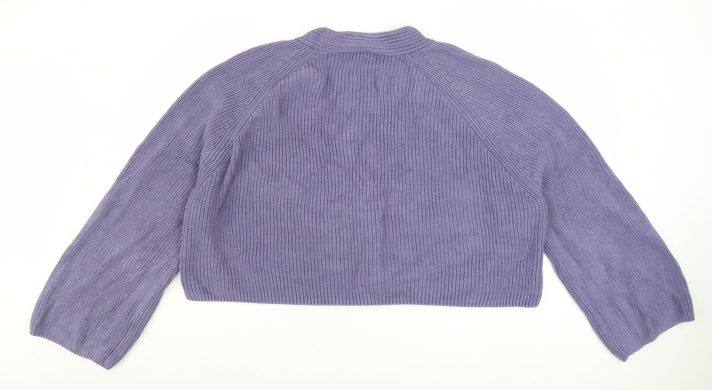 Lucy & Yak Women's Purple Cotton Knit V-Neck Cardigan XL