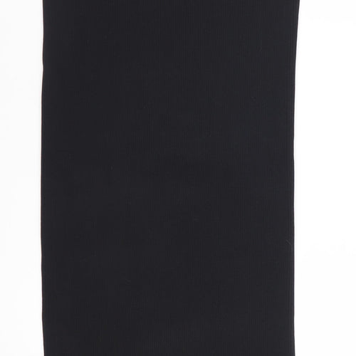ZARA Women Black Size 12 Knit Pencil Skirt Stretch Workwear