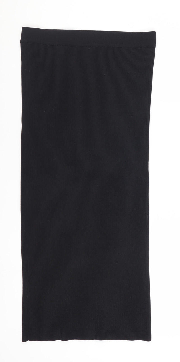 ZARA Women Black Size 12 Knit Pencil Skirt Stretch Workwear