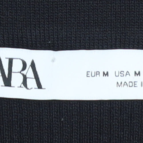 ZARA Women Black Size 12 Knit Pencil Skirt Stretch Workwear