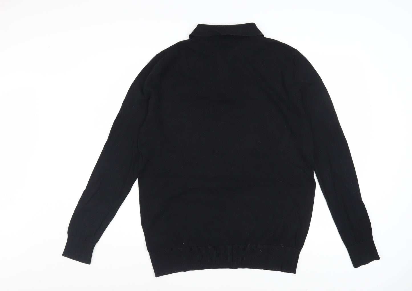 Brave Soul Men's Black Collared Zip Cotton Jumper Size L