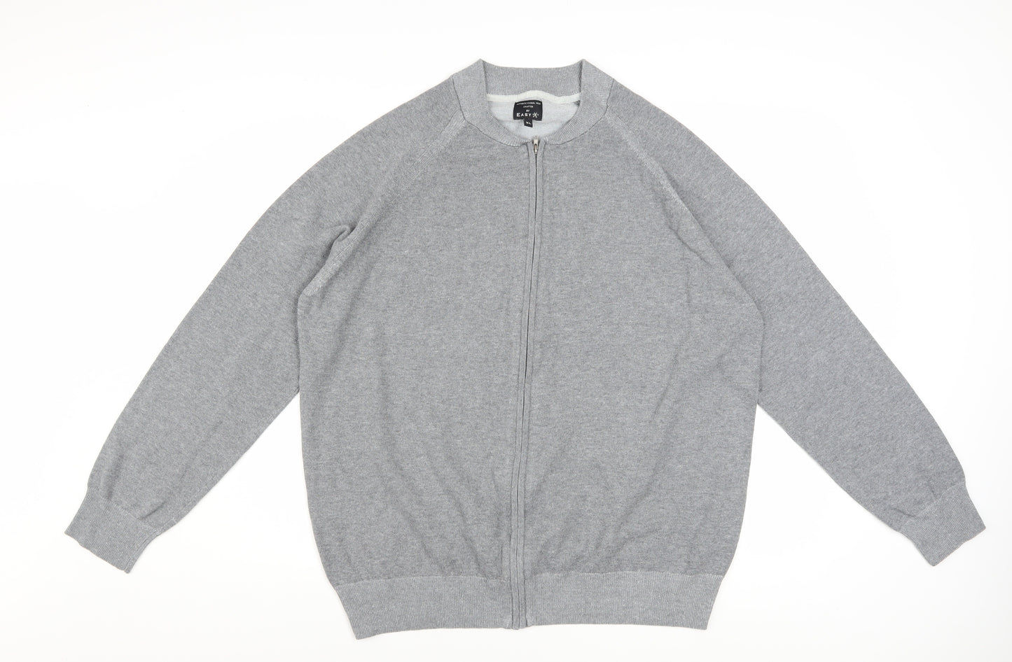 EASY Women's Grey Full Zip Knit Jumper XL Casual Lightweight