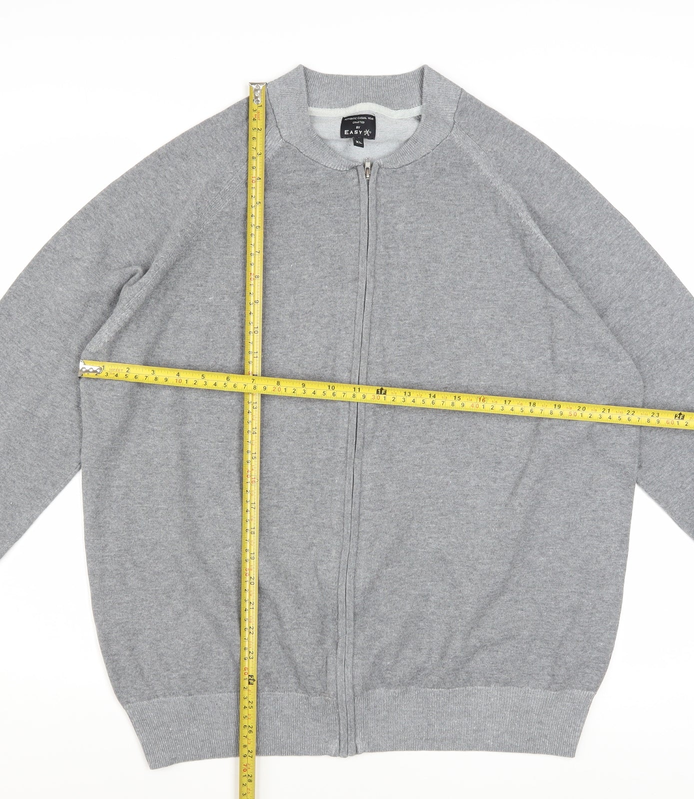 EASY Women's Grey Full Zip Knit Jumper XL Casual Lightweight