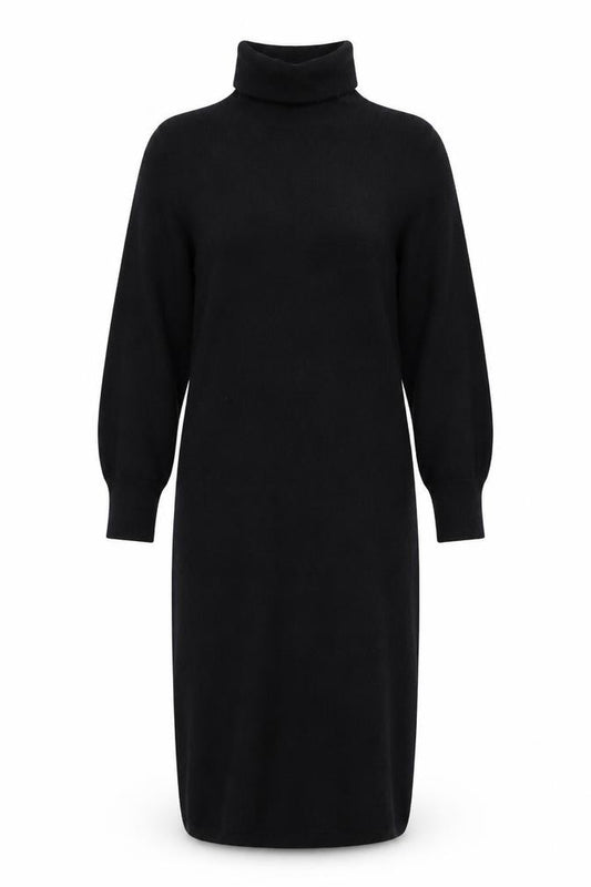 Front view of & Other Stories Women Black Wool Roll Neck Midi Bodycon Dress L