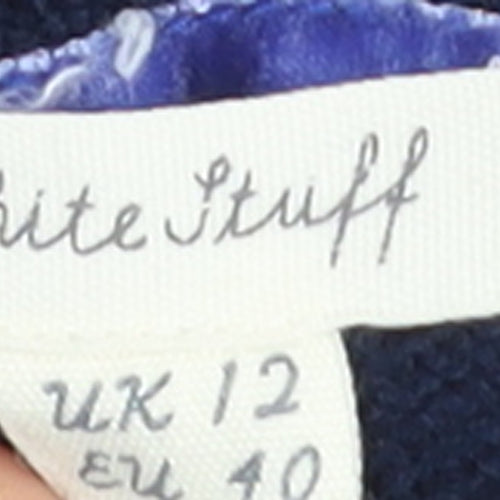 White Stuff Women Blue Roll Neck Merino Wool Pullover Jumper UK 12