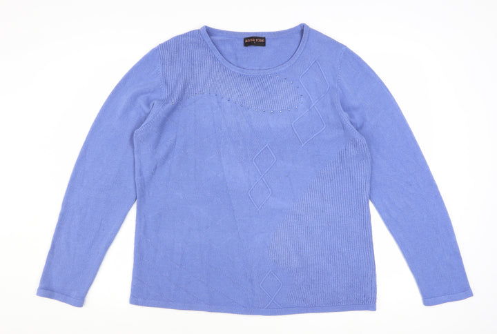 Anna Rose Women's Blue Mist Long Sleeve Acrylic Jumper L
