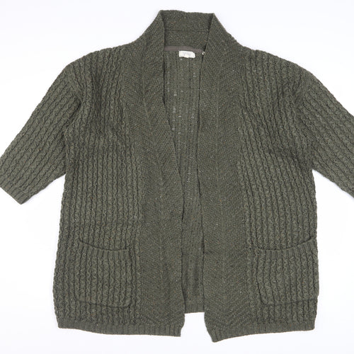 Fat Face Women's Green Chunky Knit Open Cardigan Size 12