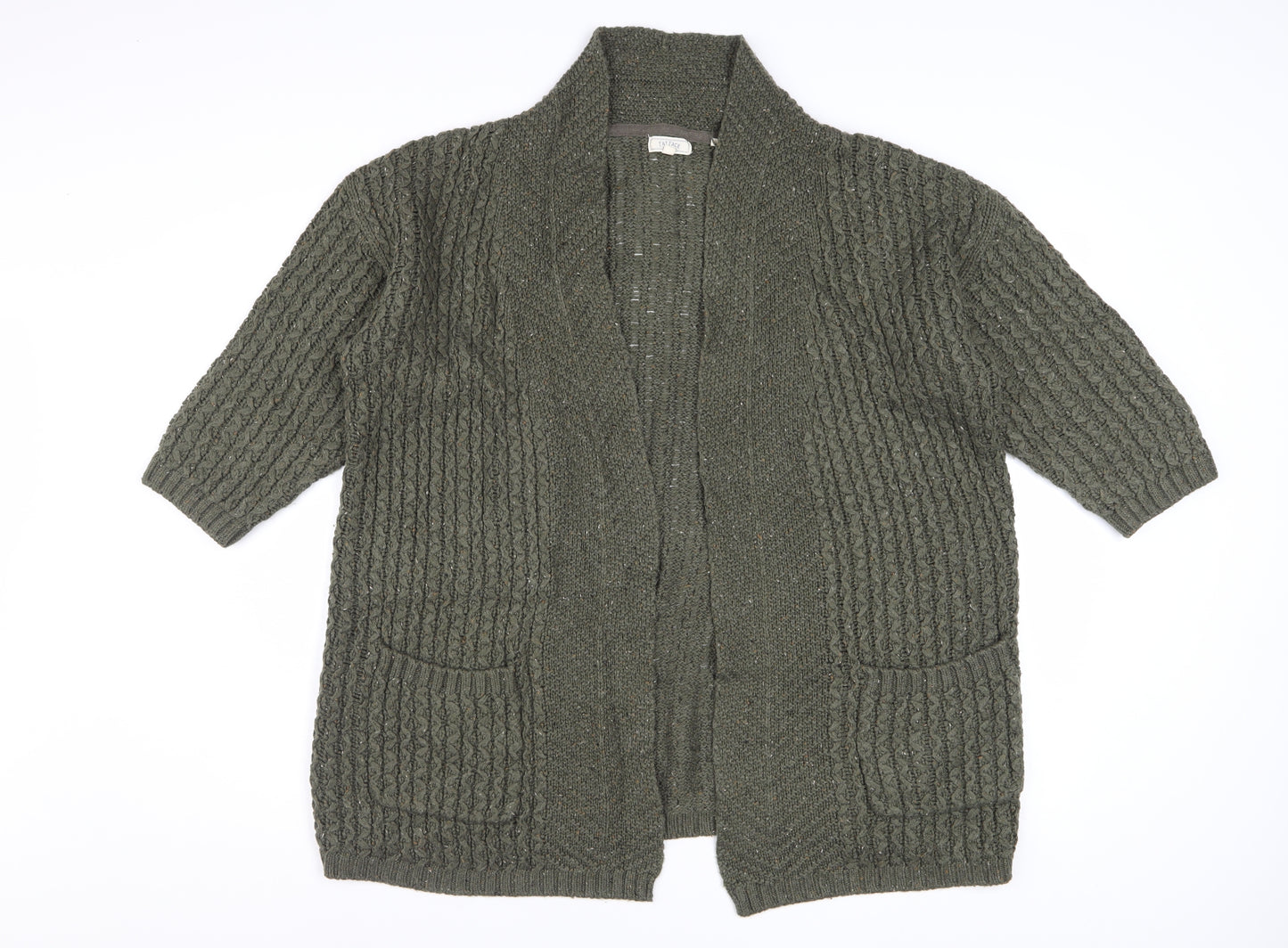 Fat Face Women's Green Chunky Knit Open Cardigan Size 12