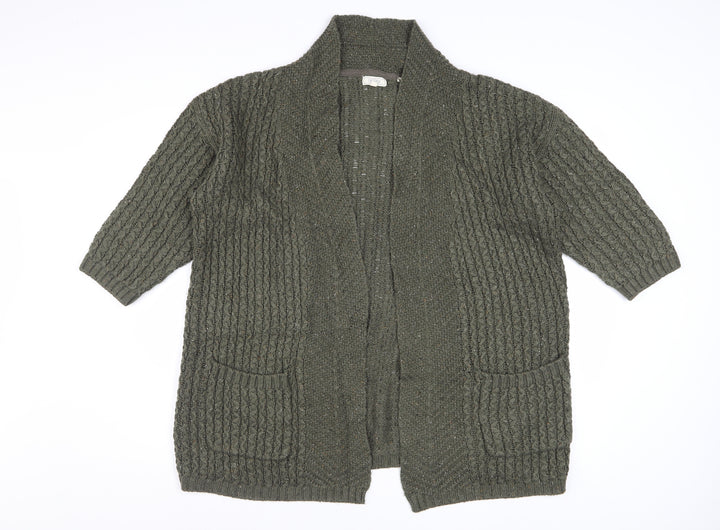 Fat Face Women's Green Chunky Knit Open Cardigan Size 12