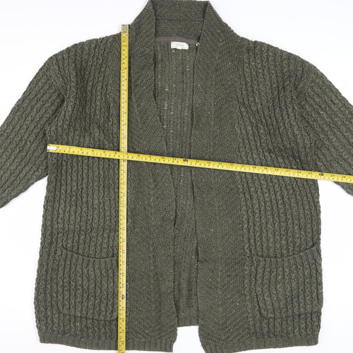 Fat Face Women's Green Chunky Knit Open Cardigan Size 12