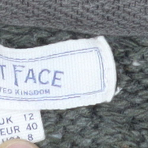 Fat Face Women's Green Chunky Knit Open Cardigan Size 12