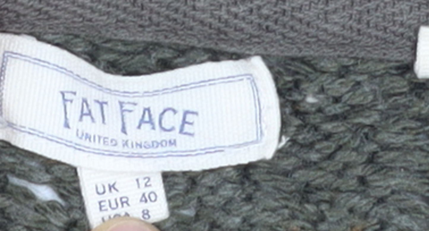 Fat Face Women's Green Chunky Knit Open Cardigan Size 12