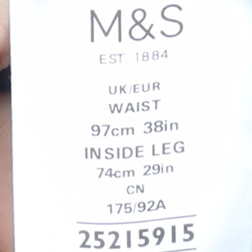 Marks and Spencer Men's Black Linen Blend Chino Trousers 38W 29L