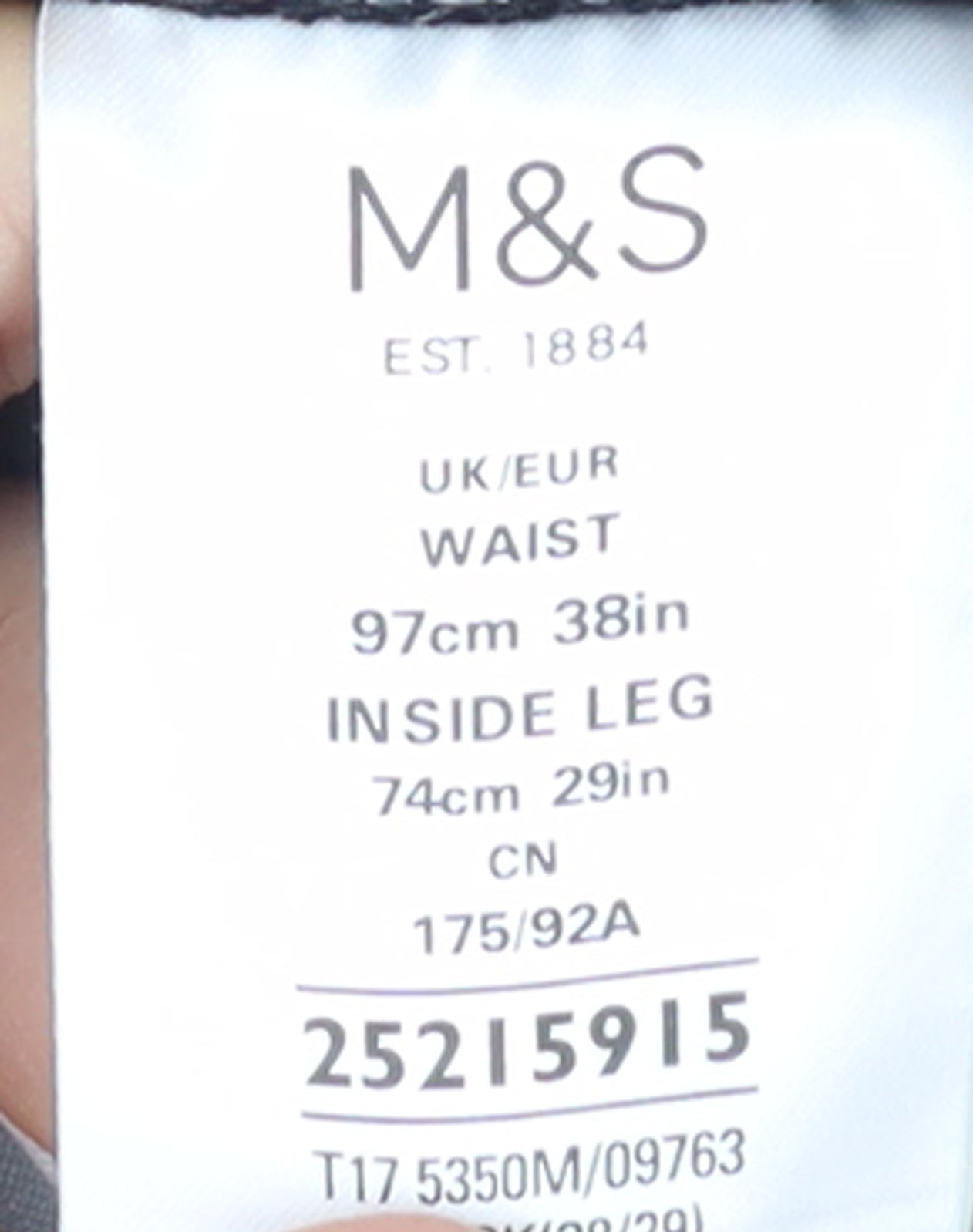 Marks and Spencer Men's Black Linen Blend Chino Trousers 38W 29L