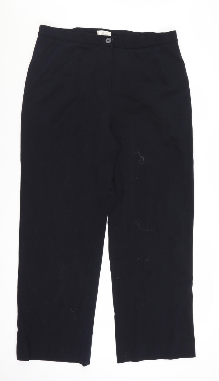 CC Women Black Wool Blend Mid Rise Straight Leg Trousers Size 16