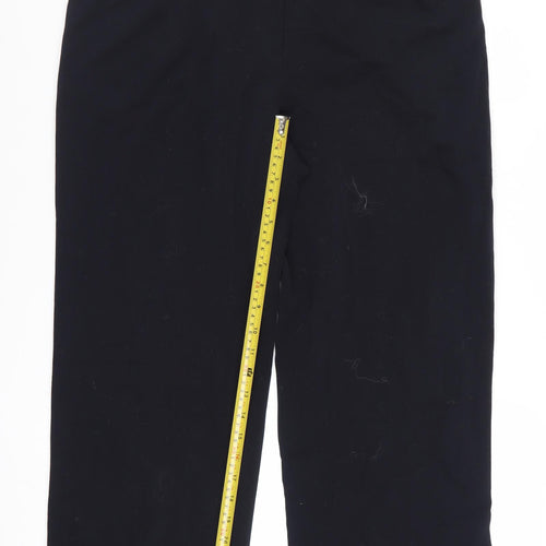CC Women Black Wool Blend Mid Rise Straight Leg Trousers Size 16