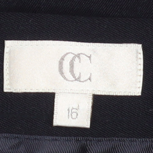 CC Women Black Wool Blend Mid Rise Straight Leg Trousers Size 16