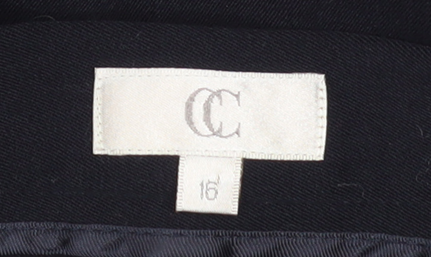 CC Women Black Wool Blend Mid Rise Straight Leg Trousers Size 16
