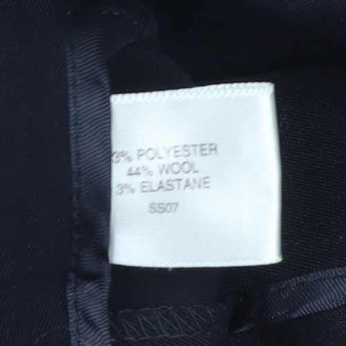 CC Women Black Wool Blend Mid Rise Straight Leg Trousers Size 16