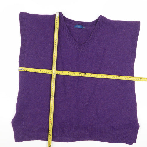 Cotton Traders Women's Purple Wool Blend Sleeveless V-Neck Vest Size 22