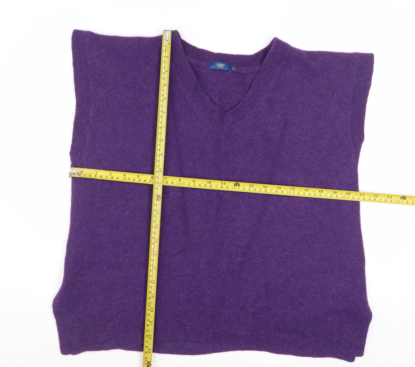 Cotton Traders Women's Purple Wool Blend Sleeveless V-Neck Vest Size 22