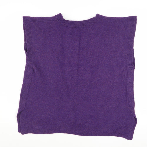 Cotton Traders Women's Purple Wool Blend Sleeveless V-Neck Vest Size 22