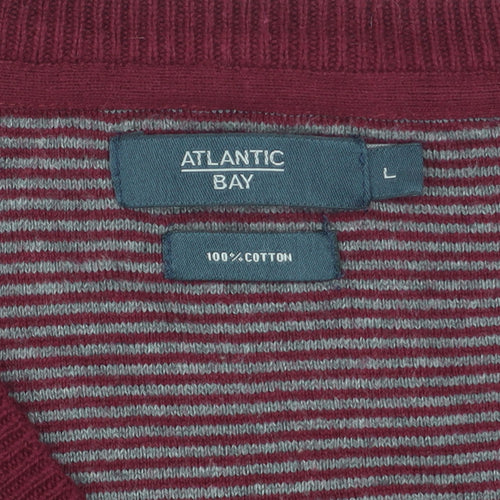 Atlantic Bay Men's Red Cotton V-Neck Sleeveless Jumper Vest L